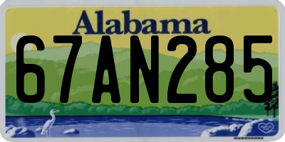 AL license plate 67AN285