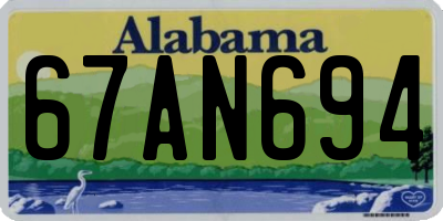 AL license plate 67AN694