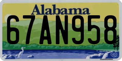 AL license plate 67AN958