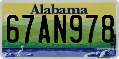 AL license plate 67AN978