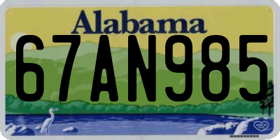 AL license plate 67AN985