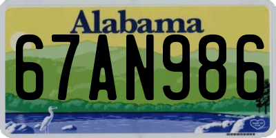 AL license plate 67AN986