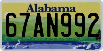 AL license plate 67AN992
