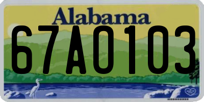 AL license plate 67AO103