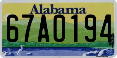 AL license plate 67AO194