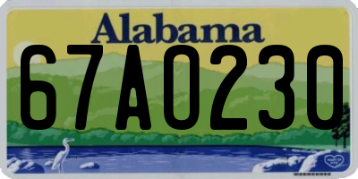 AL license plate 67AO230