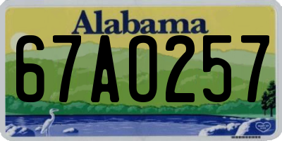 AL license plate 67AO257