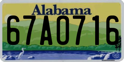 AL license plate 67AO716