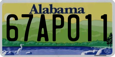AL license plate 67AP011