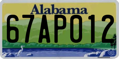 AL license plate 67AP012