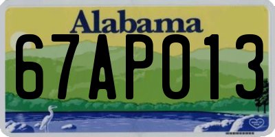 AL license plate 67AP013