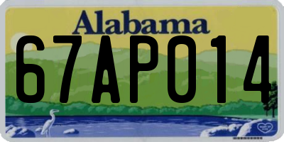 AL license plate 67AP014
