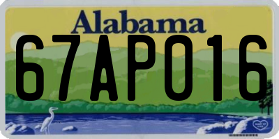 AL license plate 67AP016