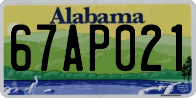 AL license plate 67AP021