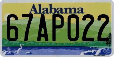 AL license plate 67AP022