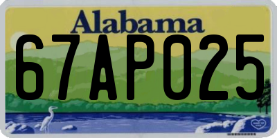 AL license plate 67AP025
