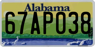 AL license plate 67AP038