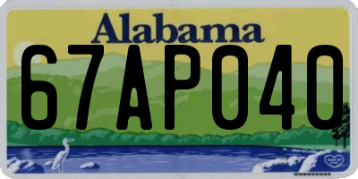 AL license plate 67AP040
