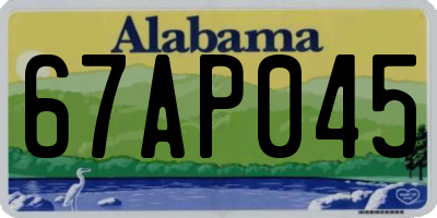 AL license plate 67AP045
