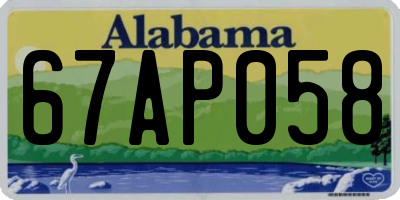 AL license plate 67AP058