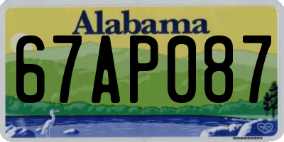 AL license plate 67AP087