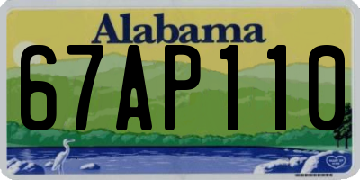 AL license plate 67AP110