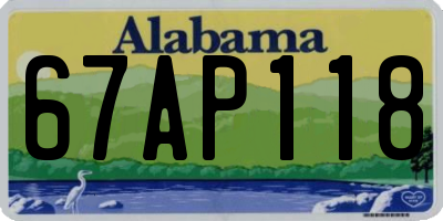 AL license plate 67AP118