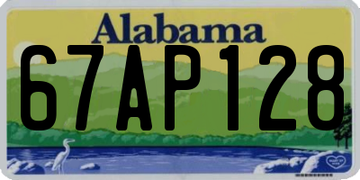 AL license plate 67AP128