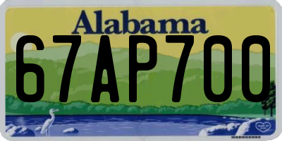AL license plate 67AP700
