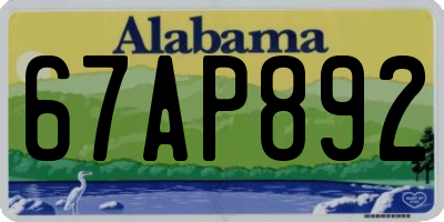 AL license plate 67AP892