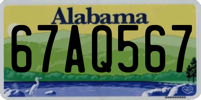 AL license plate 67AQ567