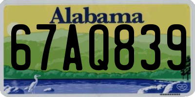 AL license plate 67AQ839
