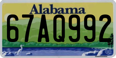 AL license plate 67AQ992