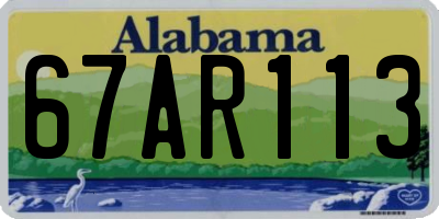 AL license plate 67AR113
