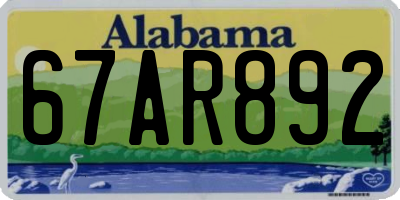 AL license plate 67AR892