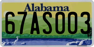 AL license plate 67AS003