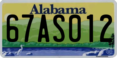 AL license plate 67AS012