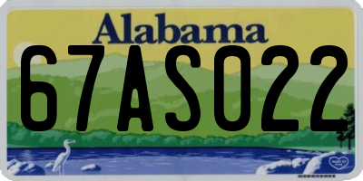 AL license plate 67AS022