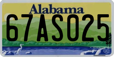 AL license plate 67AS025