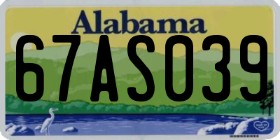 AL license plate 67AS039