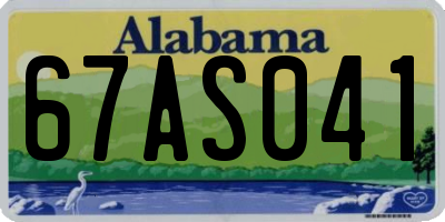 AL license plate 67AS041