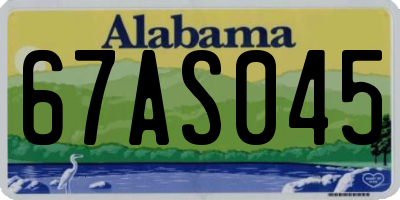 AL license plate 67AS045