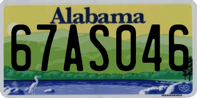 AL license plate 67AS046