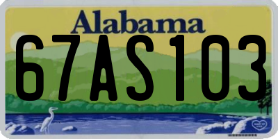 AL license plate 67AS103