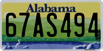 AL license plate 67AS494