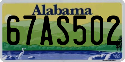 AL license plate 67AS502