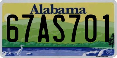 AL license plate 67AS701