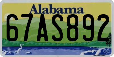 AL license plate 67AS892