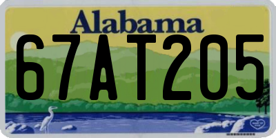 AL license plate 67AT205