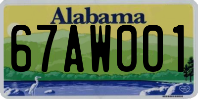 AL license plate 67AW001